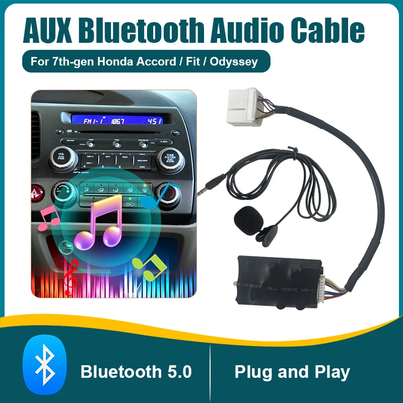 

Автомобильный радиоприемник, аудиоадаптер, Bluetooth, Aux-кабель, микрофон, громкая связь, Honda Accord/Odyssey/Fit, интерфейсный адаптер, музыкальный Aux