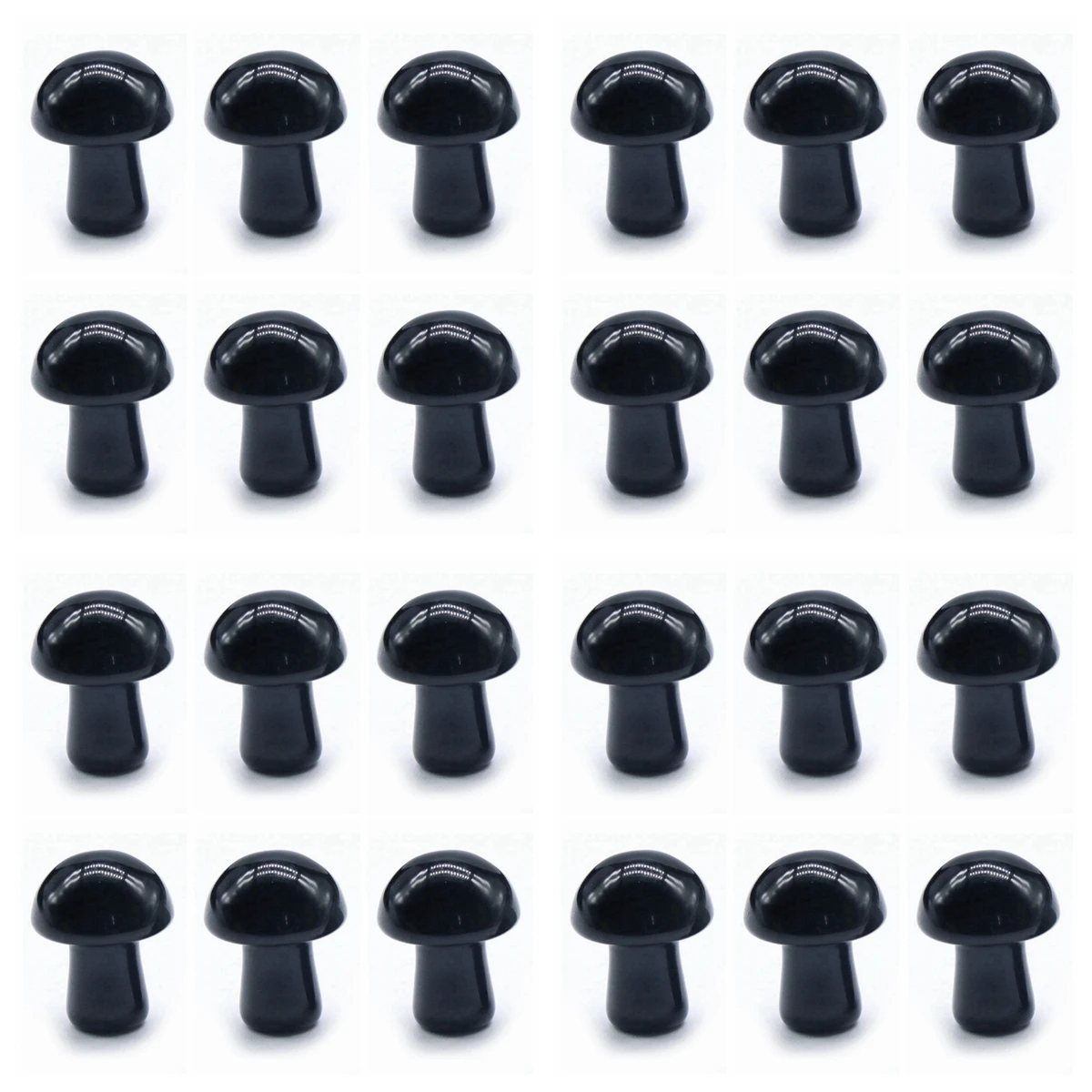 24PCS Black Onyx Mushroom Sculpture Decor 20MM Mini Crystal for DIY Meditation Balancing Home Flower Pot Decoration