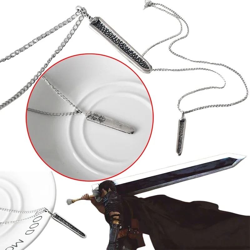 Berserk Guts-collar de espada de Metal con personajes de Anime para hombres y mujeres, colgante de aleación Retro, pareja, estudiante, moda juvenil, regalo de cumpleaños