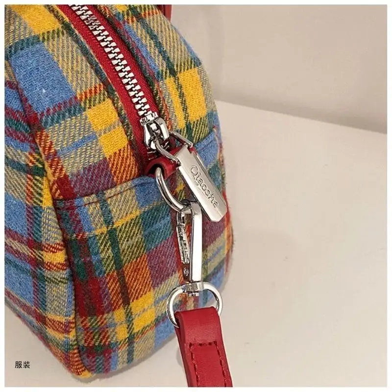 D0UD Seashells Crossbody Bag for Women All-matching Shoulder Bag Plaids Bag