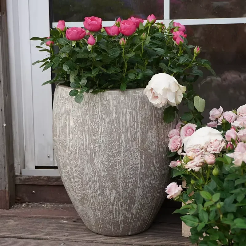 for Classic Vintage Style Giant Resin Flower Pot Eco-Friendly Galvanized Terracotta Pot Pack for Home Garden Living Patio