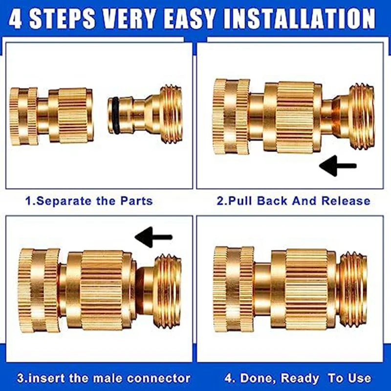 Garden Hose Quick Connector Water Pipe Connector 3/4 Inch No-Leak Female Adapter And Male Adapter