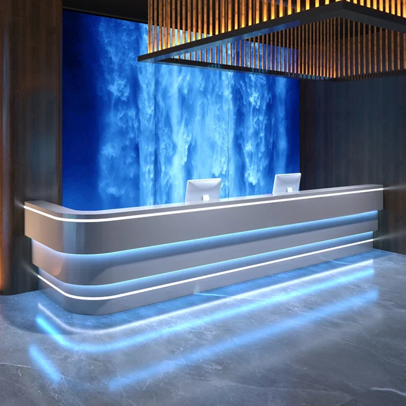 

Business Checkout Counter Reception Desk Luxury Workbench Hotel Front Desk Reception Counter KTV Bar Bancone Reception Furniture