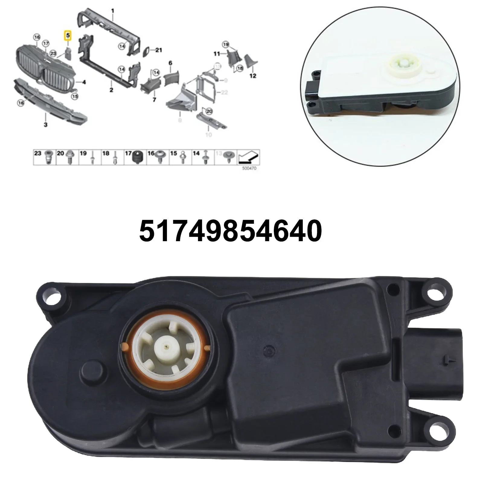 

Grille Upper Active Air Flap Control 51749854640# For BMW- 5 6 7 SERIES G30/G31 G32 G11/G12 Car Radiator Grille Shutter Actuator