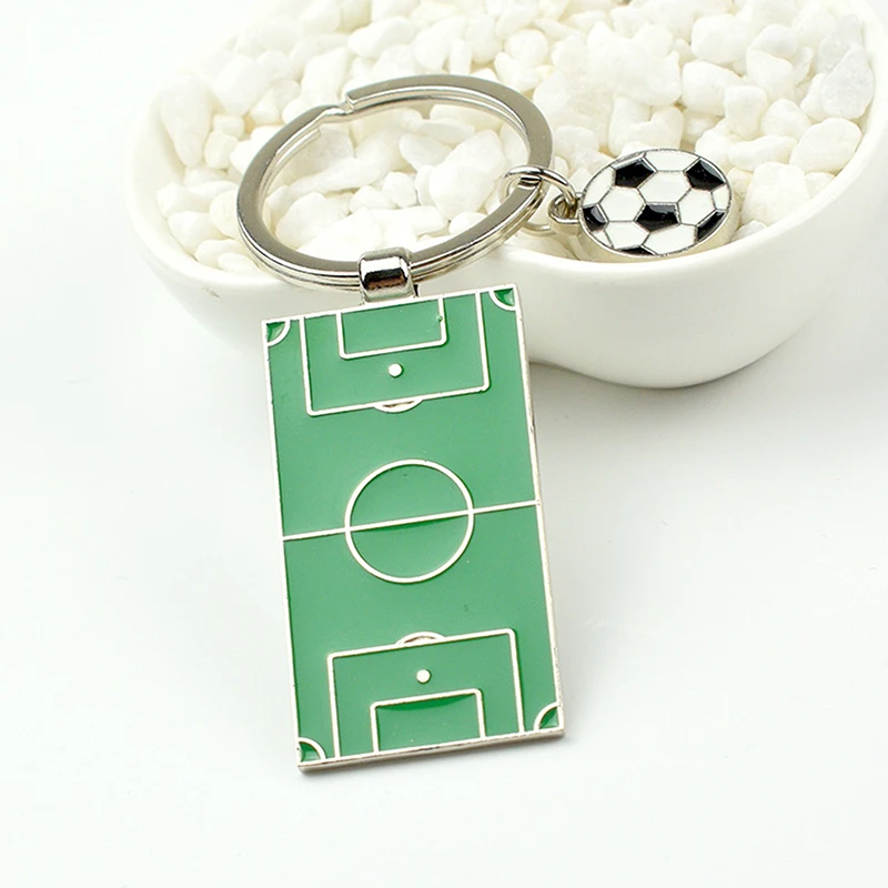 Football Field Soccer Key Chain Holder Playground Sports Souvenir Keyring Ornament Keychains Jewelry Football Fans Club Gift