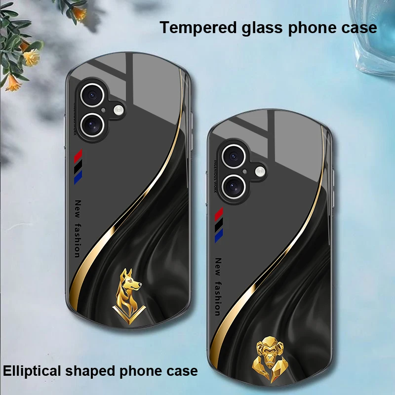 

Starlight Zodiac For Apple iPhone 16 11 13 15 14 Pro Max 12 Mini 7 8 Plus XR X XS Elliptical shaped tempered glass phone case