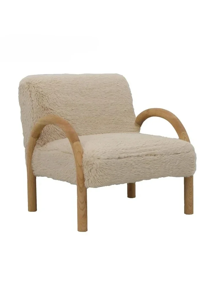 كرسي أريكة بمقعد واحد من القطيفة من خشب البلوط البسيط والحديث كرسي منزلي صغير لغرفة المعيشة مريح #1