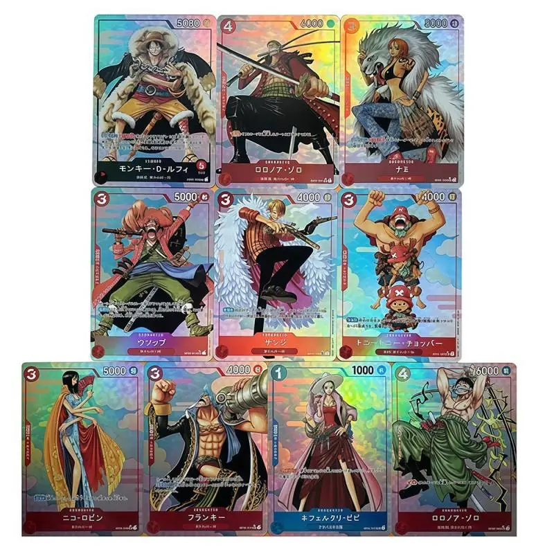 Une pièce singe D. Luffy le chapeau de paille Pirates bricolage auto-fait couleur carte Flash Anime jeu Collection carte cadeau jouet