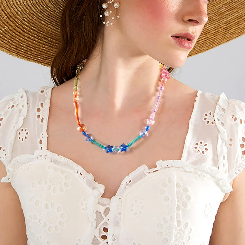 200pcs Mixed Transparent Acrylic Beads Teardrop Column Polygon Loose Spacer Beads for Bracelet Necklace Jewelry Making Findings