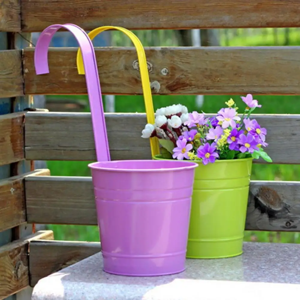 Candy Color Iron Hanging Flower Pot Wall Planter Wall Planter Vase Garden Balcony Decor Potted Plant Flowerpot Hook Wall Pot