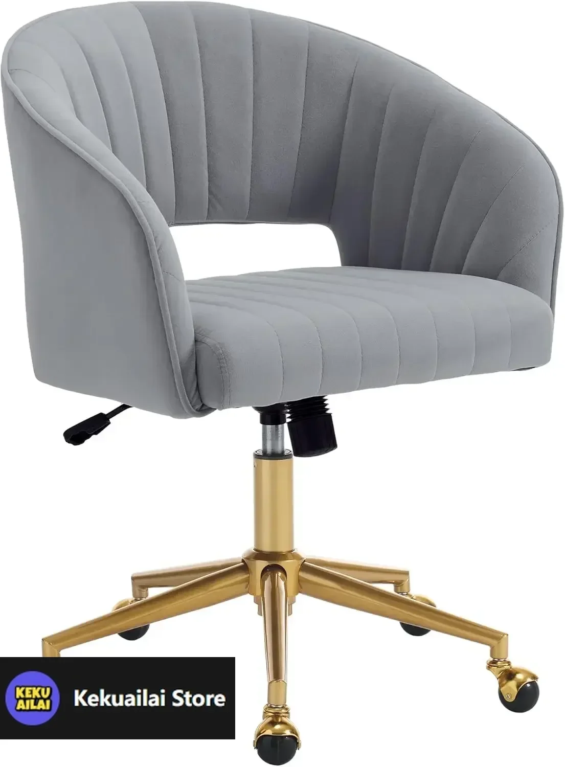 

Home Office Chair Swivel Velvet Desk Chair Accent Armchair Upholstered Modern Tufted Chairs with Gold Base for Girls Women