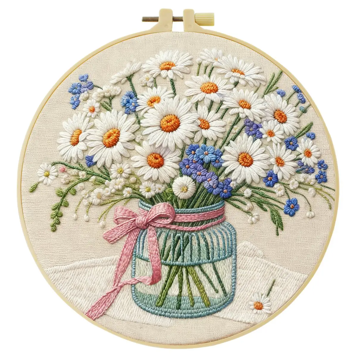 1 Stück 20X20CM/15X15CM 7,87/6,3 Zoll Pflanzen - Blumen Stickerei Starter-Kit DIY-Kit DIY-Stickerei-Set Handarbeiten Malerei – Detail 3