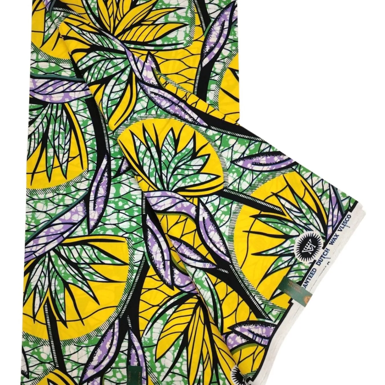 Yellow Green Cotton Fabric with African Wax Batik Floral Print,6 Yards Long,for Cushion Covers Sofa Upholstery Clothes R1213