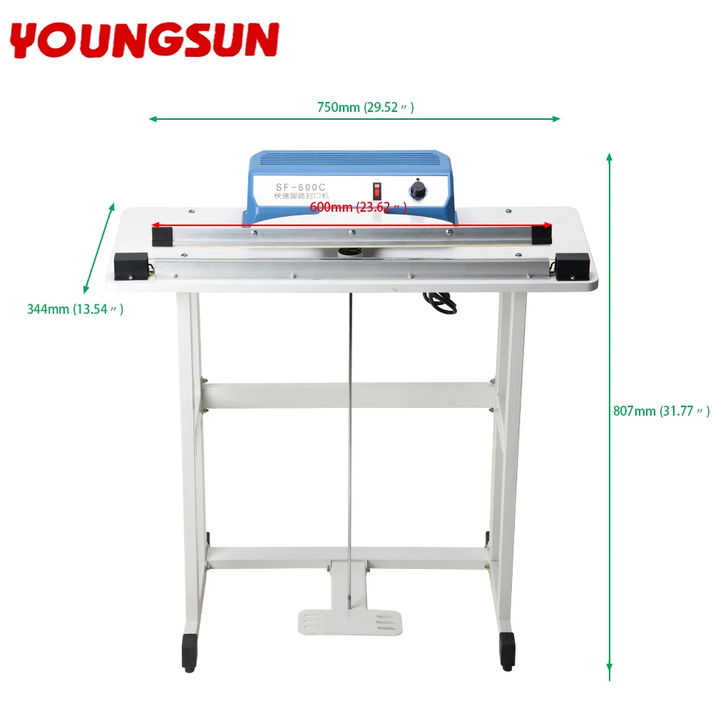 YOUNG SUN  SF600C Semi Automatic Band Sealer Foot Pedal Sealing Machine Plastic Bag  Foot Pedal Sealer  for Plastic Bag