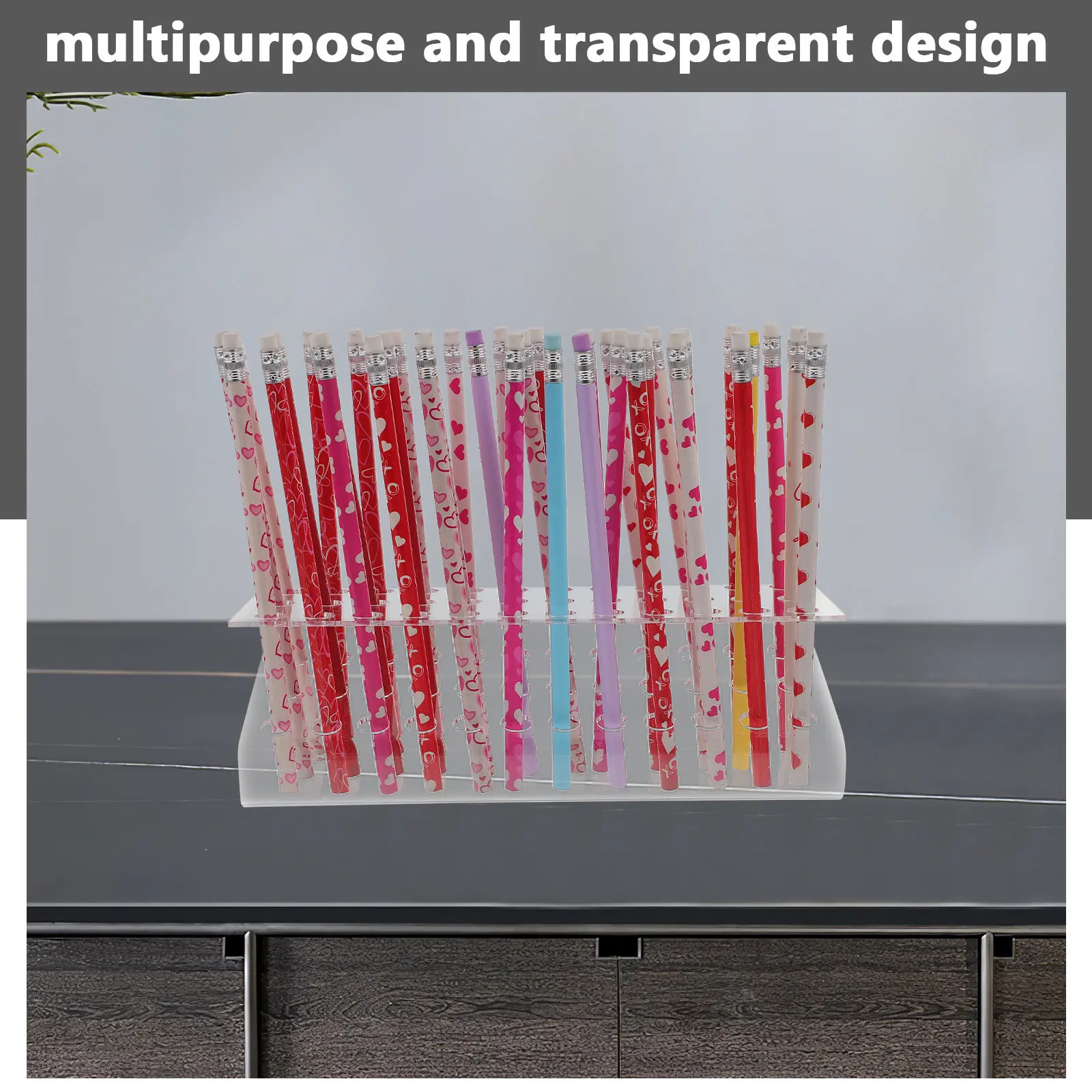 Transparent Acrylic Pen Holder Display Stand 36-Hole Multi-Compartment Desktop Organizer for Ballpoint Pens Paint Markers