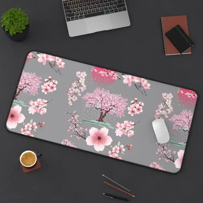 

Cherry Blossom Desk Mat,Elegant Home Office Tabletop Decoration,Student Gifts,Home Office Essentials,Spring Breath,Nature Lovers
