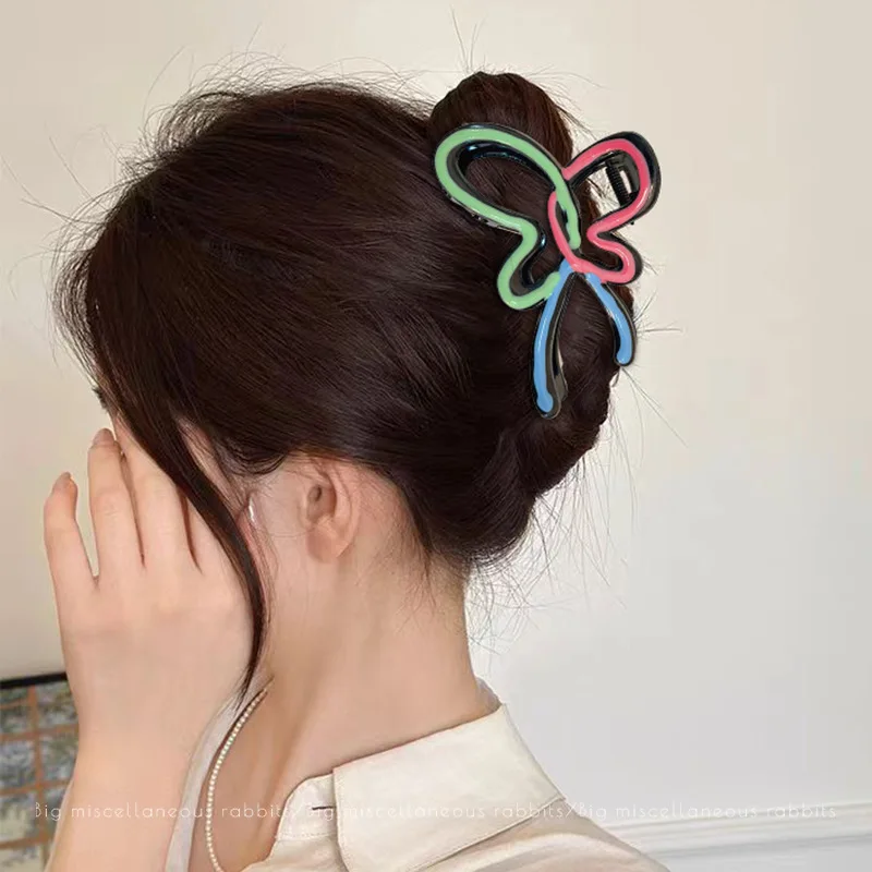 مشبك شعر بلاستيكي على شكل فراشة ملونة للنساء والفتيات، زينة شعر حلوة، عصابة رأس خلفية، مشبك شعر، إكسسوارات للشعر #3