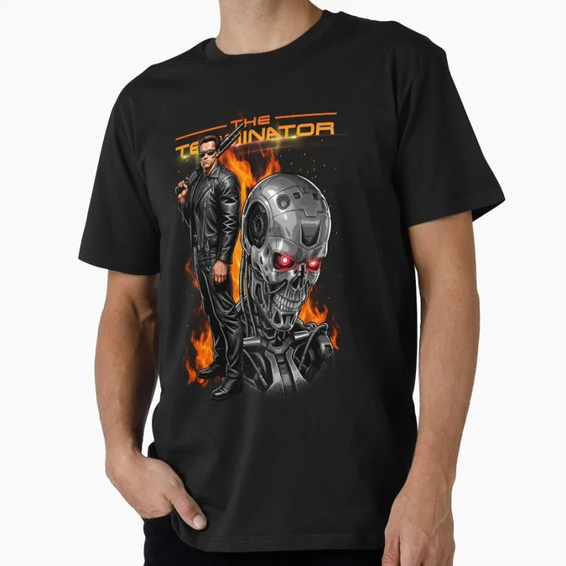 Image of Arnold T800 Robot Retro Sci-Fi Geschenk T-Shirt 0615 Skynet Cyberdyne Systems Cyborg Terminator Grafikkleidung US-Größe Oberteile S-6XL