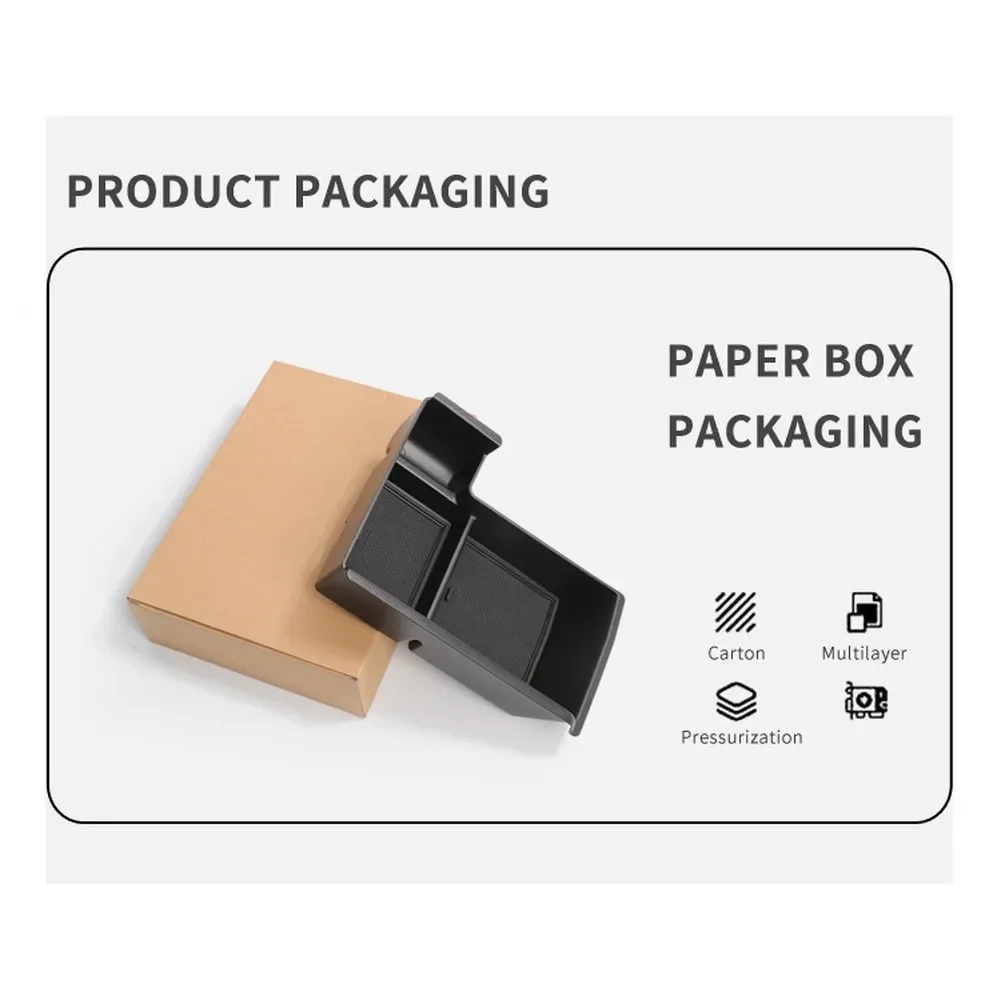 

Black Armrest Storage Box Long Lasting Storage For Car ABS PVC Engineering Plastic Anti-slip Design Noise Reduction