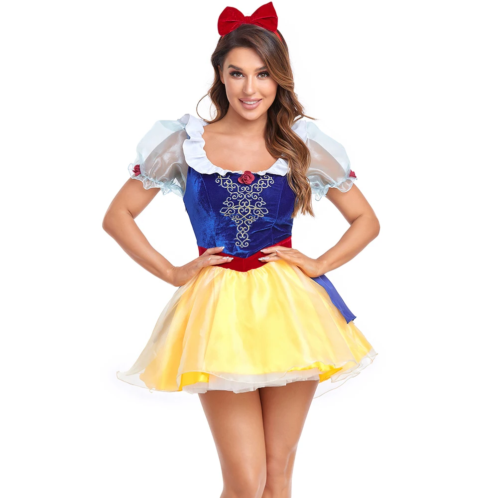 

Halloween Fairy Tale Snow White Princess Fancy Costume Party Carnival Fairy Queen Cosplay Dress