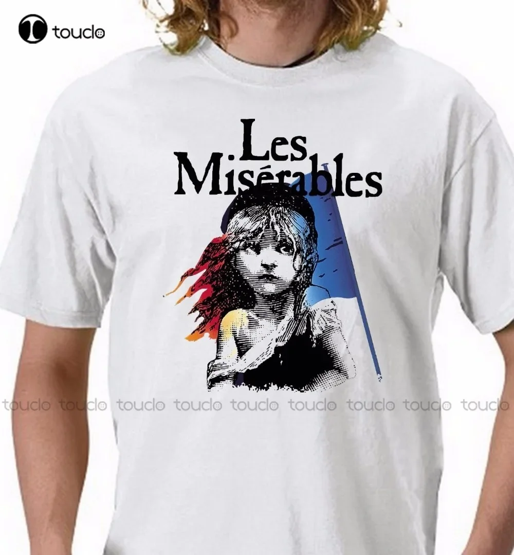 أحدث الرجال تي شيرت Les Miserables تي شيرت طويل الأكمام أعلى رواية الفرنسية فرنسا العلم كتاب شعار تي شيرت للجنسين القطن