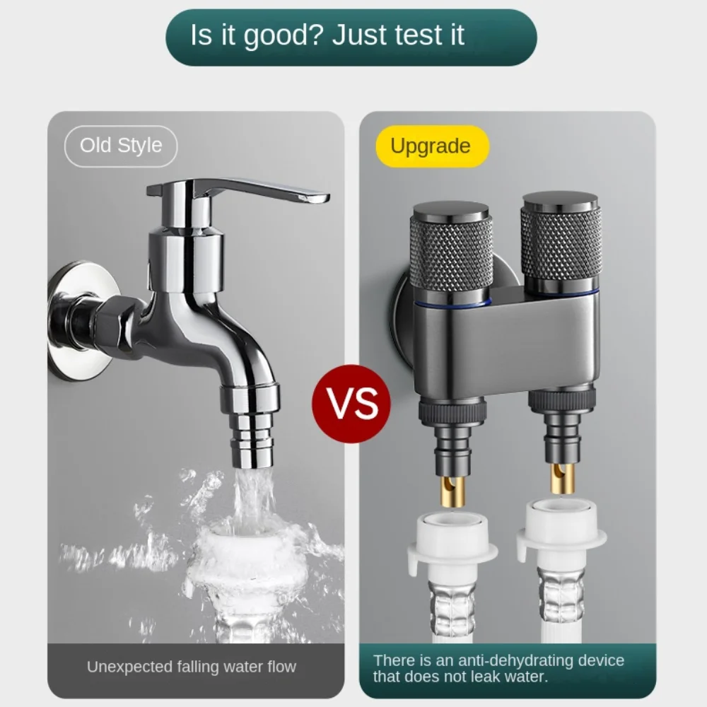 

Universal Interface Double Outlet Valve Knob Type Double-end Flow Quick Control Hand Double Switch Litchi Ring