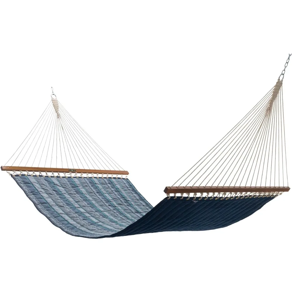 Classic Fabric Hammock with Free Extension Chain and Tree Hooks, Handmade in USA, Outdoor Double Hammock Stand.