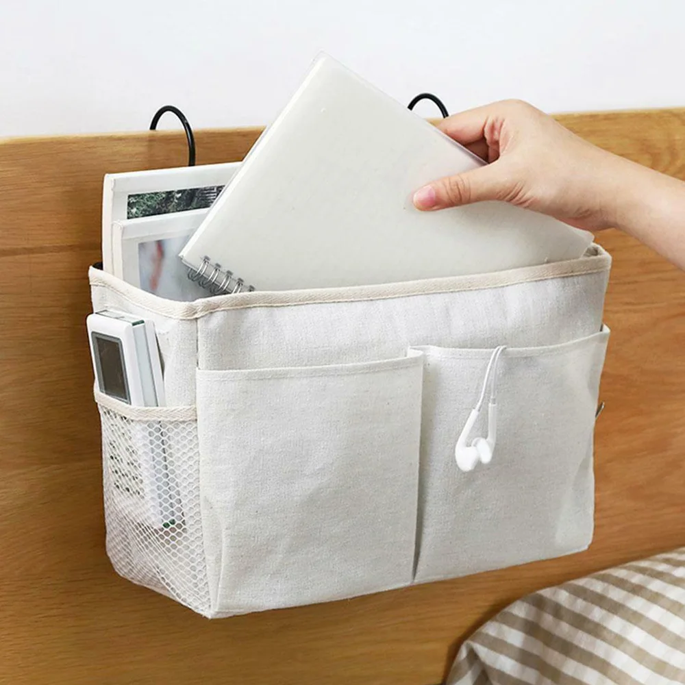 Bedside Storage Organizer TV Remote Control Hanging Couch Storage Organizer Bed Holder Pockets Bedroom Dorm Storage Bag