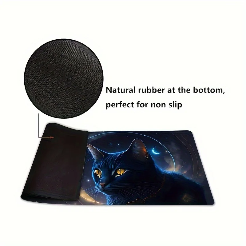 

Большой игровой коврик для мыши с милым дизайном черного кота, прямоугольный противоскользящий настольный коврик с точным краем, коврик для компьютерной мыши для киберспорта