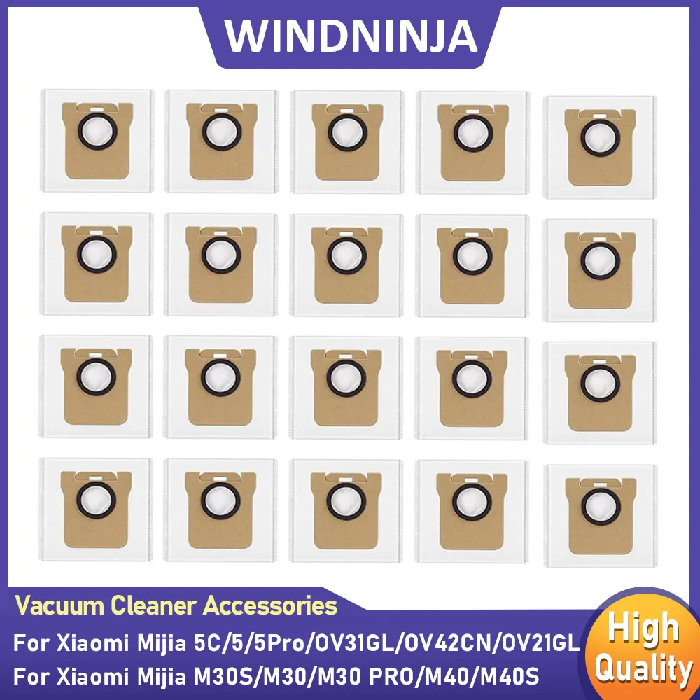 For Xiaomi Mijia 5C/5/5Pro/OV31GL/OV42CN/OV21GL/M30/M30S/M40/M40S Robot Vacuum Large Capacity Dust Bags Accessories Replacement