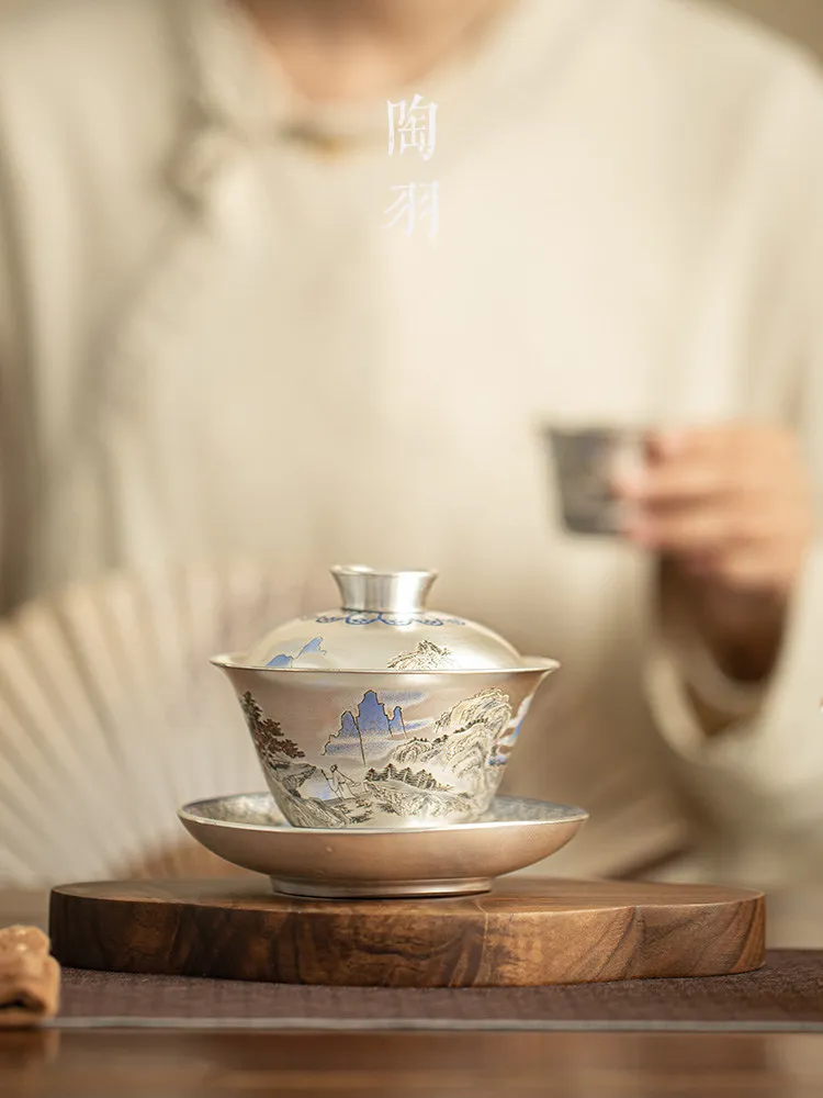 YFY cover bowl single high-end Kung Fu tea set household anti-scalding hand ceramic tea bowl tea maker