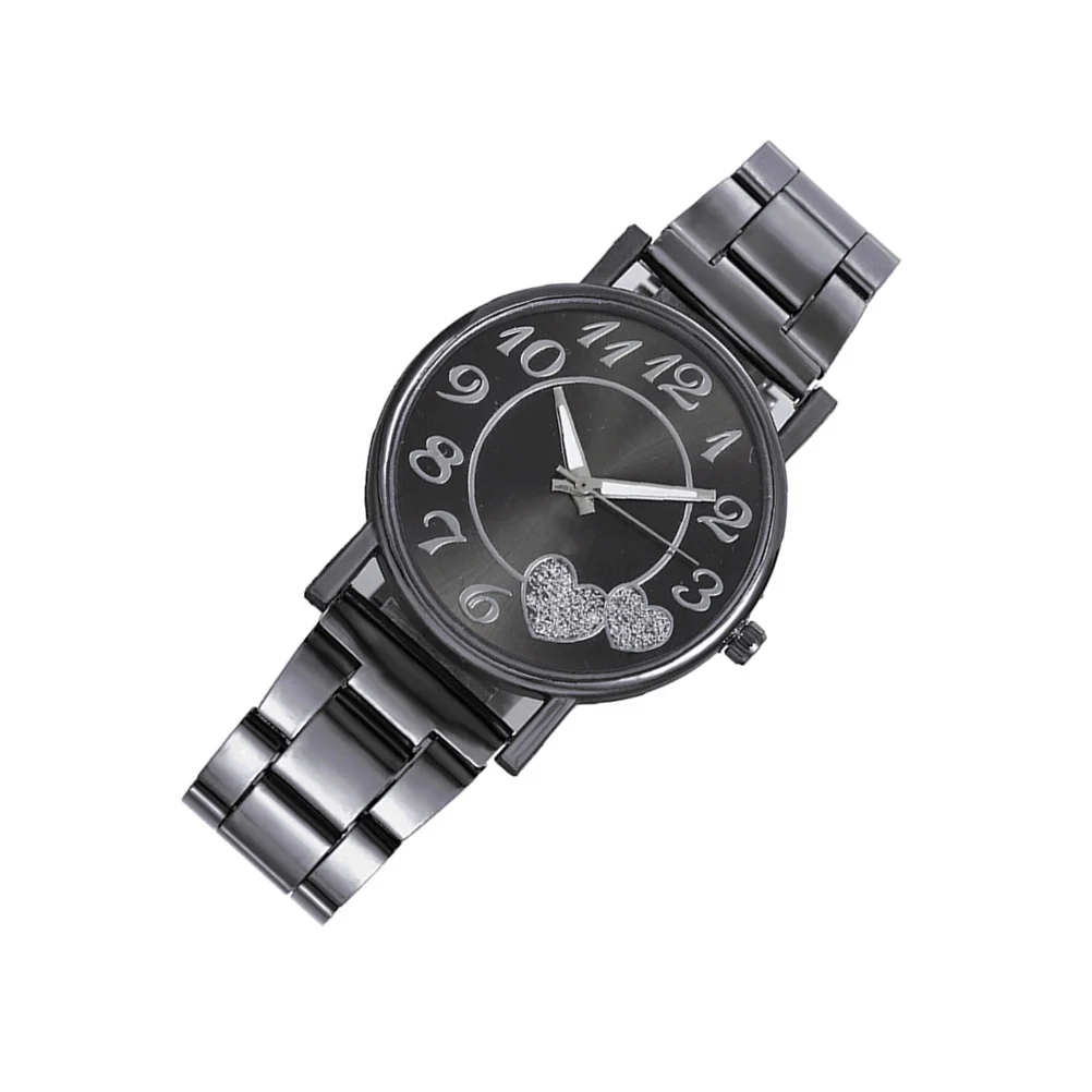 ساعة نسائية أنيقة على شكل قلب بحزام من الفولاذ المقاوم للصدأ وساعة كوارتز عصرية لحفلات المكتب والارتداء اليومي وساعة للسيدات #1