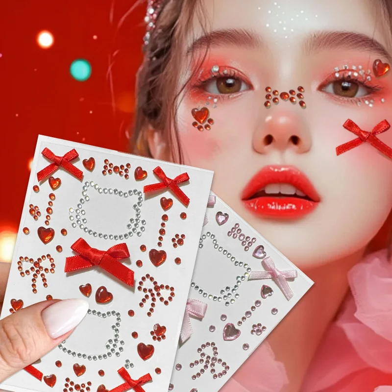 

DIYОптовая продажа, хит продаж, детские наклейки для макияжа с милым котом, наклейки для дизайна ногтей со стразами, акриловые наклейки для лица с кристаллами