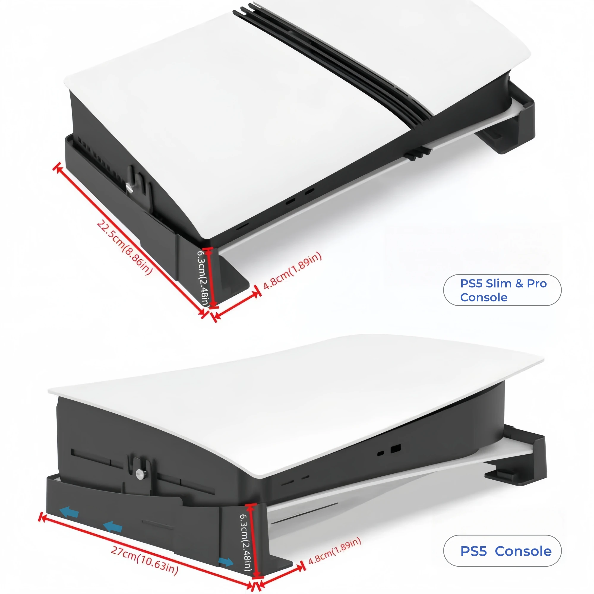 PS5/Slim/Pro Horizontaler Ständer für Disc- und Digital-Konsolen, Schützender Stabiler PlayStation 5 Ständer, Skalierbares Design für PS5-Zubehör – Detail 14