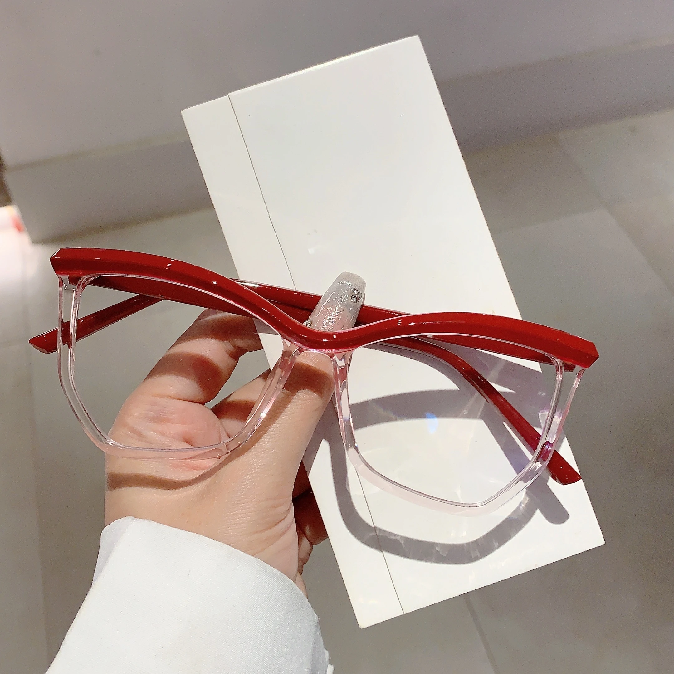 KAMMPT Irregular Rim Non-prescription Eyeglasses 2024 New in Stylish Trendy Design Oversized Blue Light Blocking Women Eyewear