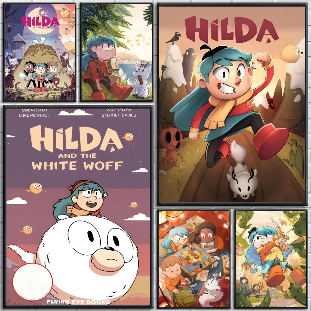 H-Hilda cartoon girl anime Poster poster Self-adhesive wall stickers, suitable for room decoration, high-quality printing.