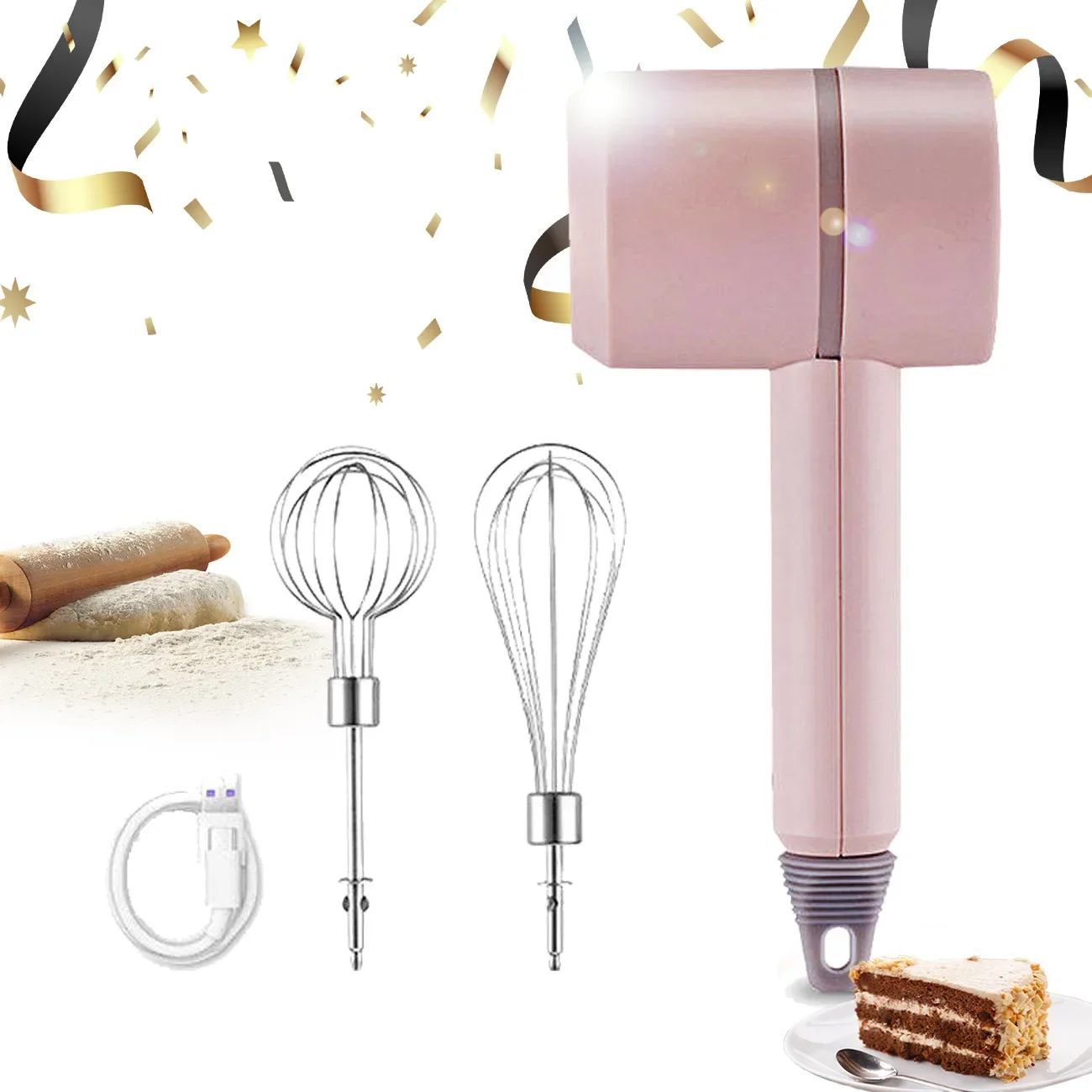 Portable New ABS Plastic Wireless Rotary Chopper box 30w Cheap price Hand mikser Mini electric cake mixer