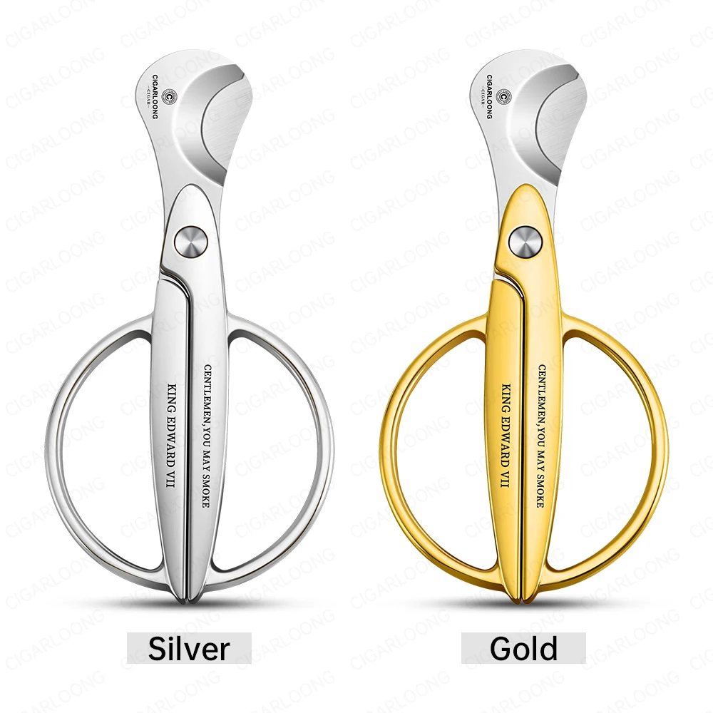 Deluxe Double Blade Cigar Scissors, Long Handle Stainless Steel Sharp Scissors