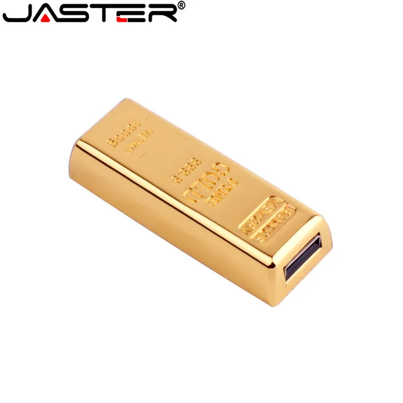 

JASTER Fashion hot selling creative metal Gold bar USB flash drive USB 2.0 4GB 8GB 16GB 32GB 64GB External Storage memory stick