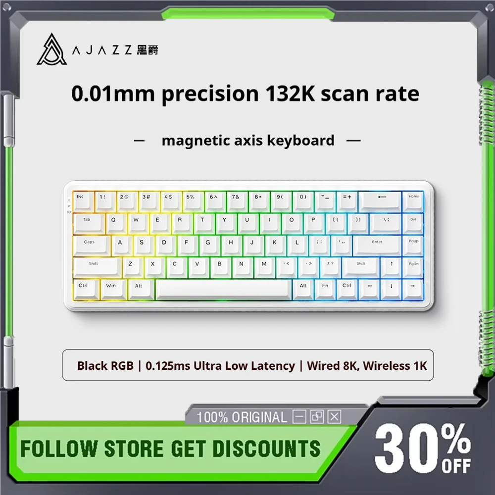 

AJAZZ AK680MAX E-sports Magnetic Axis Mechanical Keyboard Single/three Mode 1k/8k Dual 8K Rate of Return RGB Gaming Keyboard