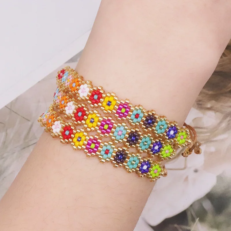 Rice bead bracelet Originality Magritte Design Rainbow Hand knitting Bohemia Adjustable Fashion Simple Beaded bracelet