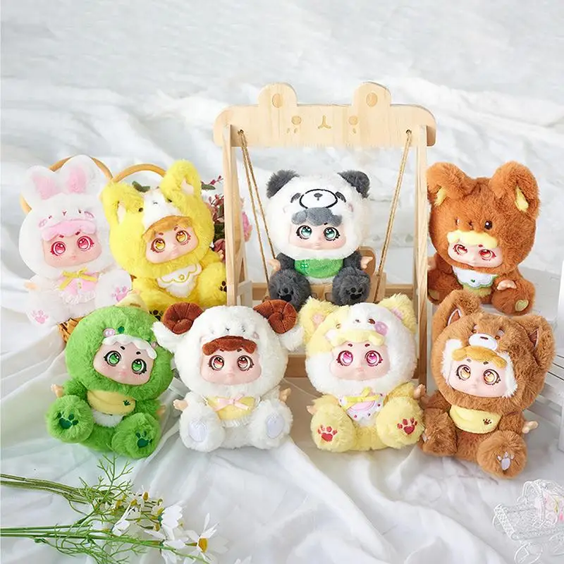 1pc Kawaii Plush Doll Random Cartoon Animals Figures Resin Desktop Ornaments Plush Cartoon Character Decorative Doll Kids Gifts