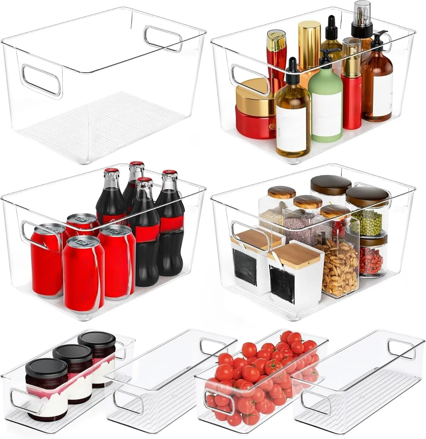 

Clear Plastic Storage Bins 8 Pack - Pantry Organizers and Storage, Fridge Organizer Containers for Kitchen, Cabinet, Fre