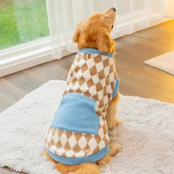 Pet Dog Clothes for Large Dogs Winter Plush Dog Hoodies Cute Plaid Big Dog Coat Fashion Soft Cat Pullovers Pet Hoodies Dog Coat