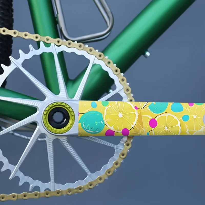 1Pair 2D Flat Lemon Slice Dot Crank Arm Vinyl Sticker, Waterproof Scratch‑Resistant Decal for Bike Crankset Decor, Holiday Gift