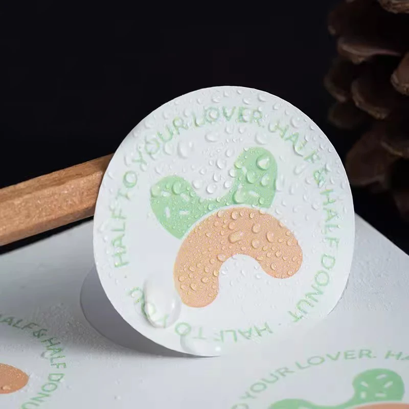 customized LOGO sticker waterproof die-cut packaging label transparent plastic mate glossy plating self-adhesive laminate shape