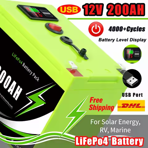 12v Lithium Battery 200AH LiFePO4📼 Battery with Smart BMS-Ideal for Solar Power, RV📽️Marine&amp;Off-Grid Home Energy Storage