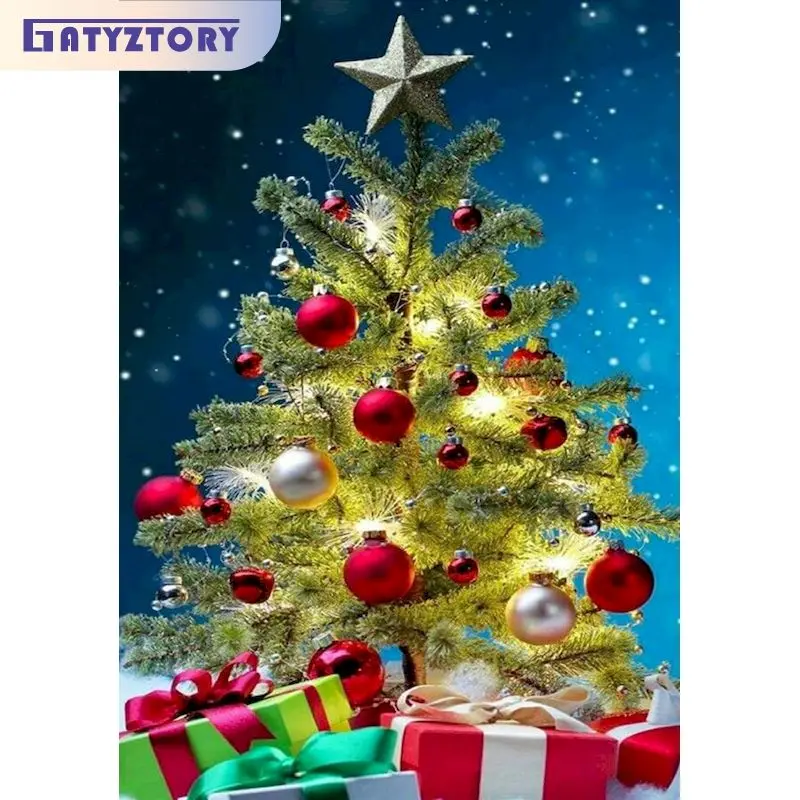 

GATYZTORY Tree Diamond Mosaic Scenery Painting DIY Cross Stitch Kits Diamond Embroidery 5D Picture Rhinestone Handicraft