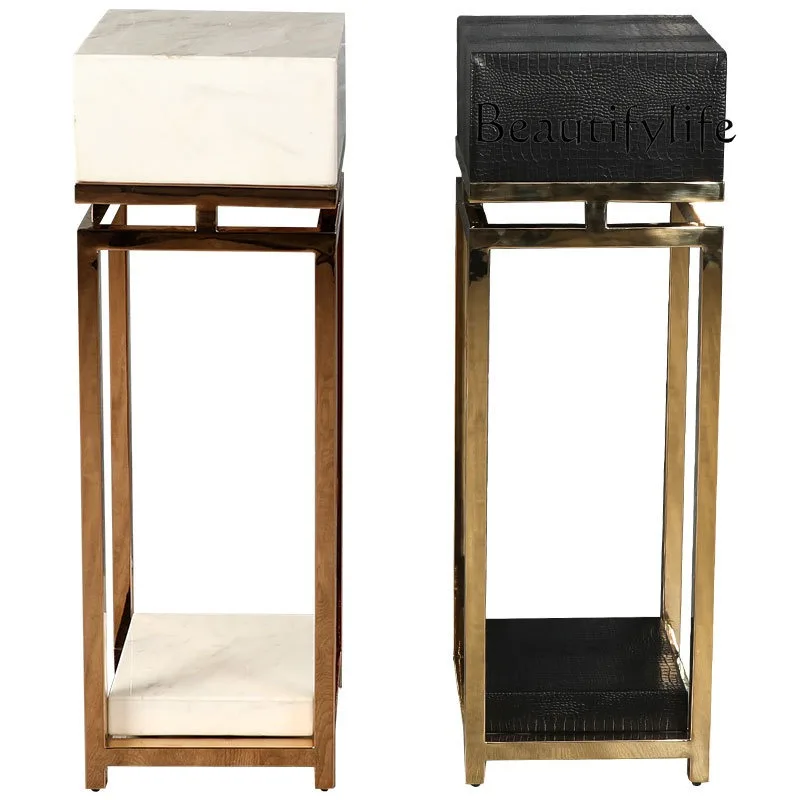 Light luxury balcony floor-to-ceiling marble flower stand Chinese succulent stainless steel rack