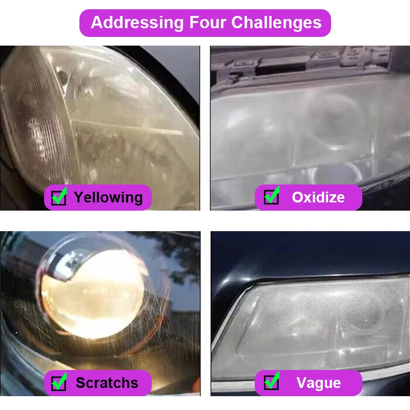 Car Headlight Restoration Polishing Kits Headlamp Scratch Remover Repair Cleaning Paste Remove Oxidation Headlight Polish Liquid image 6